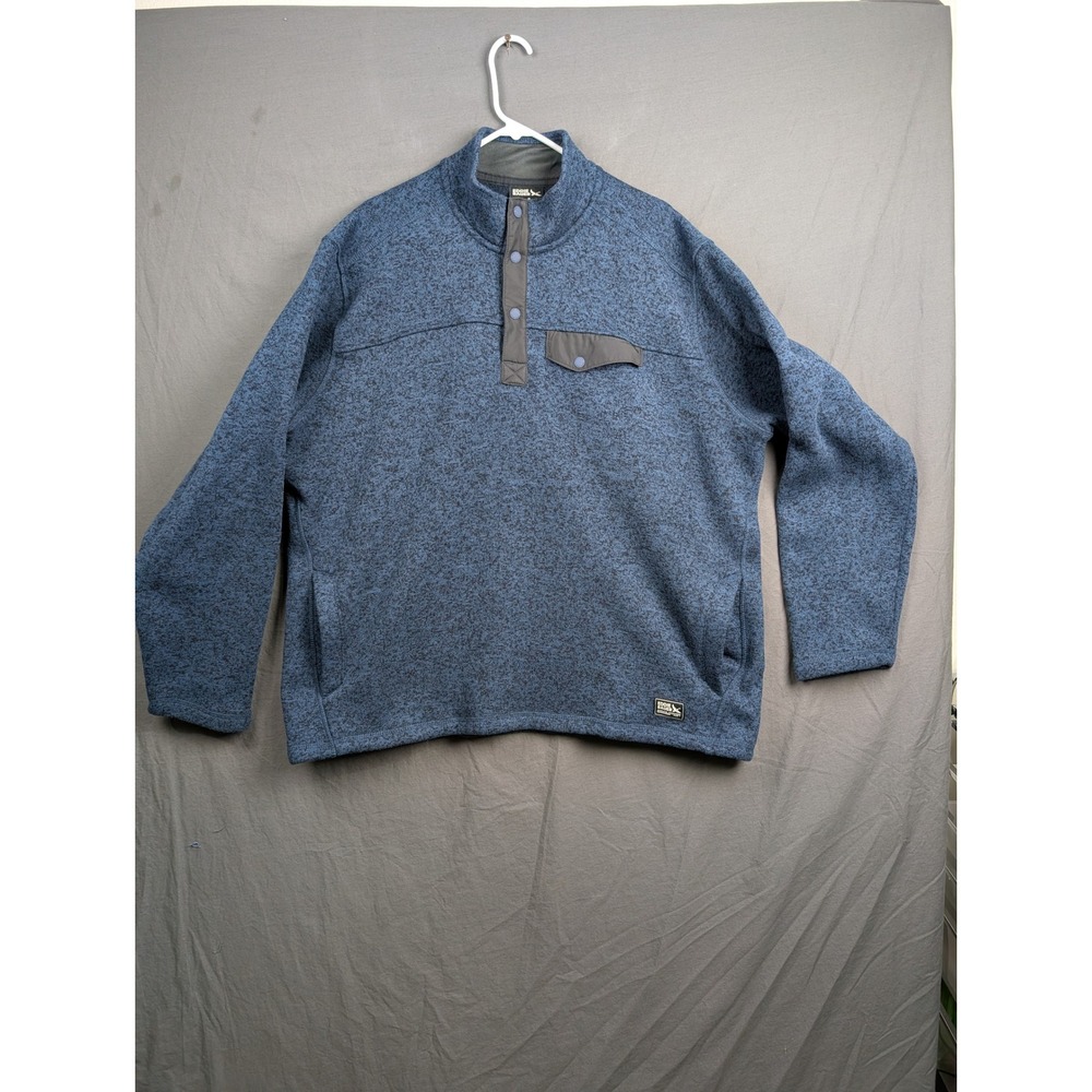 Eddie Bauer Mens Blue Heathered Quarter Snap Fleece Pullover Jacket XL